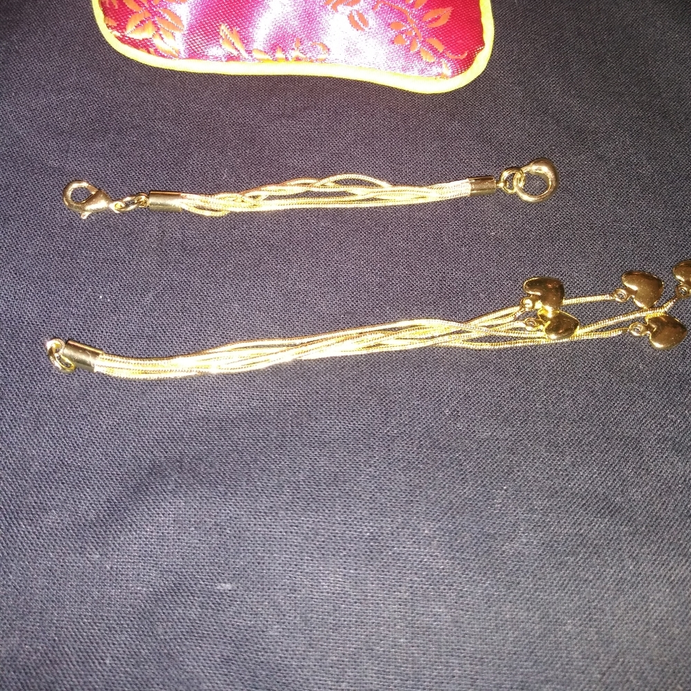 18k yellow  gold plated heart charms
